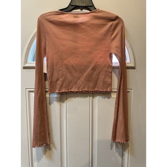 BDG Urban Outfitter Rose Dawn Pull Over Crop Top Sz Med Micro Ribbed - Picture 4 of 4